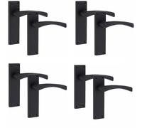 Golden Grace Victorian Scroll Astrid Door Handles Latch in Matt Black Finish, 4 Pairs - 150mm x 40mm Backplate