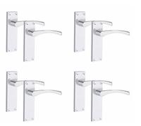 Golden Grace Victorian Scroll Astrid Door Handles Latch in Silver Polished Chrome, 4 Pairs - 150mm x 40mm Backplate