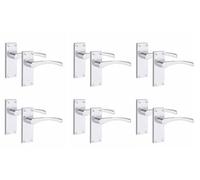 Golden Grace Victorian Scroll Astrid Door Handles Latch in Silver Polished Chrome, 6 Pairs - 120mm x 40mm Backplate