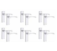Golden Grace Victorian Scroll Astrid Door Handles Latch in Silver Polished Chrome, 6 Pairs - 150mm x 40mm Backplate