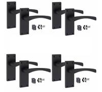 Golden Grace Victorian Scroll Astrid Door Handles Latch, Matt Black, 4 Sets