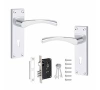 Golden Grace Victorian Scroll Astrid Door Handles Lever Lock in Silver Polished Chrome with 64mm 3 Lever Lock Set - 150mm x 40mm Backplate