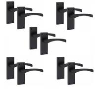 Golden Grace Victorian Scroll Astrid Door Latch Handles, Matt Black 5 Pairs