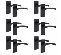 Golden Grace Victorian Scroll Astrid Door Latch Handles, Matt Black 6 Pairs | Includes spindles and fixing screws - durable zinc construction with a classic 120mm x 40mm backplate for easy fitting.