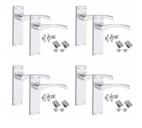 Golden Grace Victorian Scroll Astrid Handle Latch Door Handles Polished Chrome with 1 Pair of 3" Standard Butt Hinges & Latches Pack, 4 Sets - 150mm x 40mm Backplate