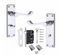Golden Grace Victorian Scroll Bathroom Door Handle, Polished Chrome