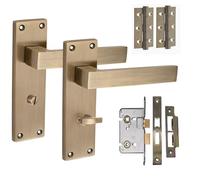 Golden Grace Victorian Scroll Bathroom Door Handles, Antique Brass