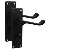 Golden Grace Victorian Scroll Bathroom Lock Door, Pair, Matt Black