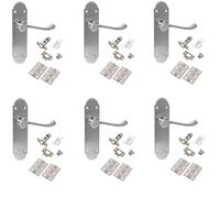 Golden Grace Victorian Scroll Door Handles, Brushed Satin Chrome, 6 Sets