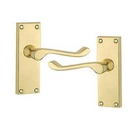 Golden Grace Victorian Scroll Door Handles in Polished Brass Finish, 1 Pair