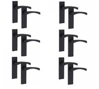 Golden Grace Victorian Scroll Door Handles Latch, Matt Black, 6 Pairs