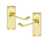 Golden Grace Victorian Scroll Door Handles Lever Latch in Polished Brass Finish - 120 x 40mm