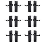 Golden Grace Victorian Scroll Door Handles Lever Latch, Matt Black, 6 Pairs