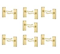 Golden Grace Victorian Scroll Latch Door Handles, Polished Brass, 7 Sets