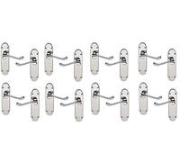 Golden Grace Victorian Scroll Latch Door Handles, Polished Chrome, 8 Pairs