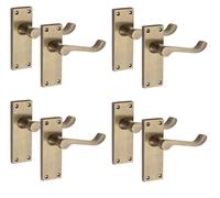 Golden Grace Victorian Scroll Latch Handles, Antique Brass 4 Pairs | Includes spindles and fixing screws for quick installation on internal doors, with an elegant beaded edge metal design.
