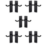Golden Grace Victorian Scroll Lever Latch Door Handles in Matt Black Finish, Classic Interior Doors Hardware, 5 Pair - 150mm Long