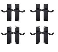 Golden Grace Victorian Scroll Lever Latch Door Handles in Matt Black Finish, Classic Interior Doors Hardware, 4 Pair - 150mm Long