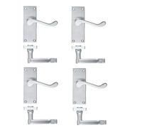 Golden Grace Victorian Scroll Lever Latch Door Handles in Satin Brushed Chrome Finish, 4 Pairs - 120mm Long