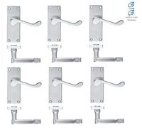 Golden Grace Victorian Scroll Lever Latch Door Handles in Satin Brushed Chrome Finish, 6 Pairs - 120mm Long
