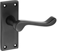 Golden Grace Victorian Scroll Lever Latch Door Handles, Matt Black, 1 Pair