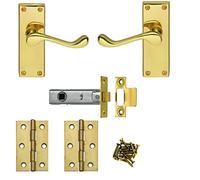 Golden Grace Victorian Scroll Lever Latch, Polished Brass Finish, 1 Set