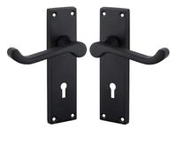 Golden Grace Victorian Scroll Lever Lock Door Handles in Matt Black Finish, Classic Interior Doors Hardware - 150mm x 40mm
