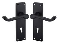 Golden Grace Victorian Scroll Lever Lock Handles, Matt Black 150mm x 40mm | Includes matching wood screws and spindle for a simple installation, delivering a clean finish to complement your doors.