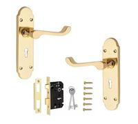 Golden Grace Victorian Scroll Lock Handle Set, Polished, Key Lock Set
