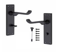Golden Grace Victorian Scroll Matt Black Finish Bathroom Wc Toilet Lock Internal Door Handles