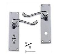 Golden Grace Victorian Scroll Polished Chrome Bathroom Wc Toilet Internal Door Handles 150mm X 40mm Backplate