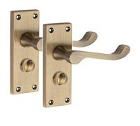 Golden Grace Victorian Scroll Privacy Latch Handle Antique Brass Finish