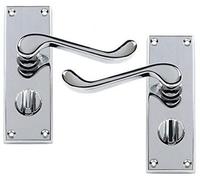 Golden Grace Victorian Scroll Privacy Premium Door Handles in Polished Chrome Finish, Classic Interior Doors Hardware - 120mm x 40mm