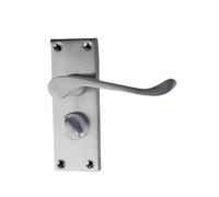 Golden Grace Victorian Scroll Privacy Premium Door Handles in Satin Brushed Chrome Finish - 120mm Long