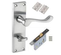 Golden Grace Victorian Scroll Satin Chrome Finish Bathroom Toilet Internal Door Handles 150mm X 40mm With 2.5"bathroom Mortise Lock And Hinges