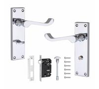 Golden Grace Victorian Scroll WC Door Handles, Polished Chrome Bath Set
