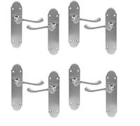 Golden Grace Victorian Shaped Premium Door Handles Lever Latch in Satin Brushed Chrome Finish, Epsom Design, 4 Pairs