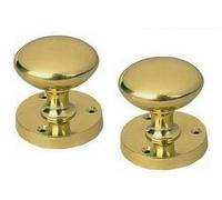 Golden Grace Victorian Sprung Pair Mortice Knobs, Polished Brass 57mm