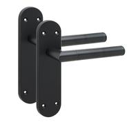 Golden Grace Victorian Straight Door Handle, Matt Black Finish, 1 Pair