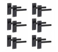 Golden Grace Victorian Straight Door Handles Latch, 6 Pair, Matt Black