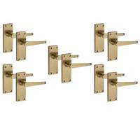 Golden Grace Victorian Straight Lever Door Handles, Antique Brass, 5 Pairs