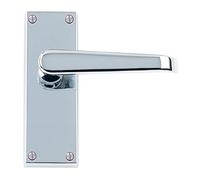 Golden Grace Victorian Straight Lever Latch Door Handles, 120 x 40mm | Supplied as 6 pairs with spindles and fixing screws, in a polished chrome finish on metal, protecting doors during transit.
