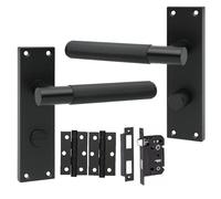 Golden Grace Victorian T-Bar Bathroom Door Handle Set, Matt Black 150mm | Includes a 2.5 inch mortise lock, spindle and screws for quick setup. Sturdy metal zinc alloy build.