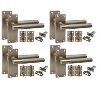 Golden Grace Victorian T-Bar Door Handle Sets, 4 Pairs Antique Brass