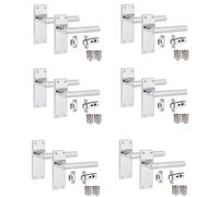 Golden Grace Victorian T-Bar Door Handles Latch, Polished Chrome, 6 Sets