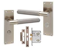 Golden Grace Victorian T-Bar Knurled Bathroom Handle with 2.5" Bathroom Mortise Lock Antique Brass Finish 150mm x 40mm