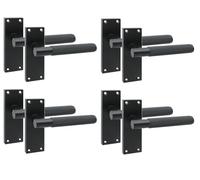 Golden Grace Victorian T-Bar Knurled Door Handle, 4 Pairs Matt Black