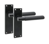Golden Grace Victorian T-Bar Linear Door Handle, 1 Pair Matt Black 150mm | Includes spindle and fixing screws for rapid installation on interior doors, with a classic plain edge backplate.