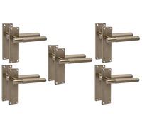 Golden Grace Victorian T-Bar Linear Door Handles, 5 Pairs, Antique Brass | Includes spindles and fixing screws for quick installation. Generous 150 x 40mm backplates suit traditional or modern doors.