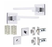 Golden Grace Zeta Bathroom Door Handles Set, Polished Chrome, Bathroom Set